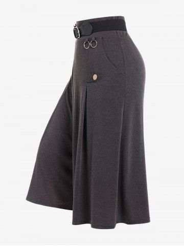 Plus Size Rings Belted Culotte Pants