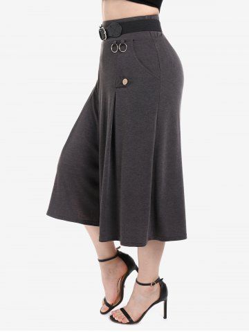 Plus Size Rings Belted Culotte Pants