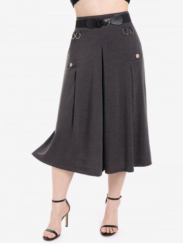 Plus Size Rings Belted Culotte Pants