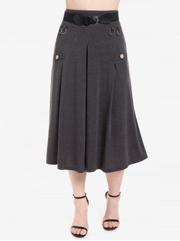 Plus Size Rings Belted Culotte Pants