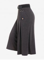 Pantalon Ceinturé Bague de Grande Taille - Gris M | US 10