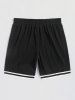 Letter Graphic Printed Striped Panel Sweat Shorts -  
