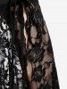 Plus Size Lace-up Cutout Lace Panel Slit Pull On Flare Pants -  