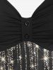 Robe Brillante à Bretelle à Imprimé Lumière de Grande Taille - Noir 4X | US 26-28