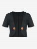 Haut Ouvert en Avant Courbe Zigzag Grande Taille et Camisole - Noir 4X