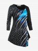 T-shirt Irrégulier Imprimé de Grande Taille - Multi L