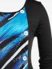 T-shirt Irrégulier Imprimé de Grande Taille - Multi L