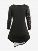T-shirt Irrégulier Imprimé de Grande Taille - Multi L