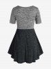 T-shirt Long Carré en Blocs de Couleurs Grande Taille - Noir 2X