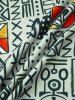 Tribal Geo Print Lapel Collar Short Sleeves Vacation Shirt -  