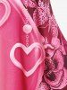 Plus Size Flower Heart Printed Short Sleeves Valentines Tee -  
