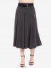Plus Size Rings Belted Culotte Pants -  