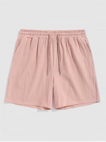 Pockets Drawstring Casual Bermuda Shorts - LIGHT PINK - 2XL