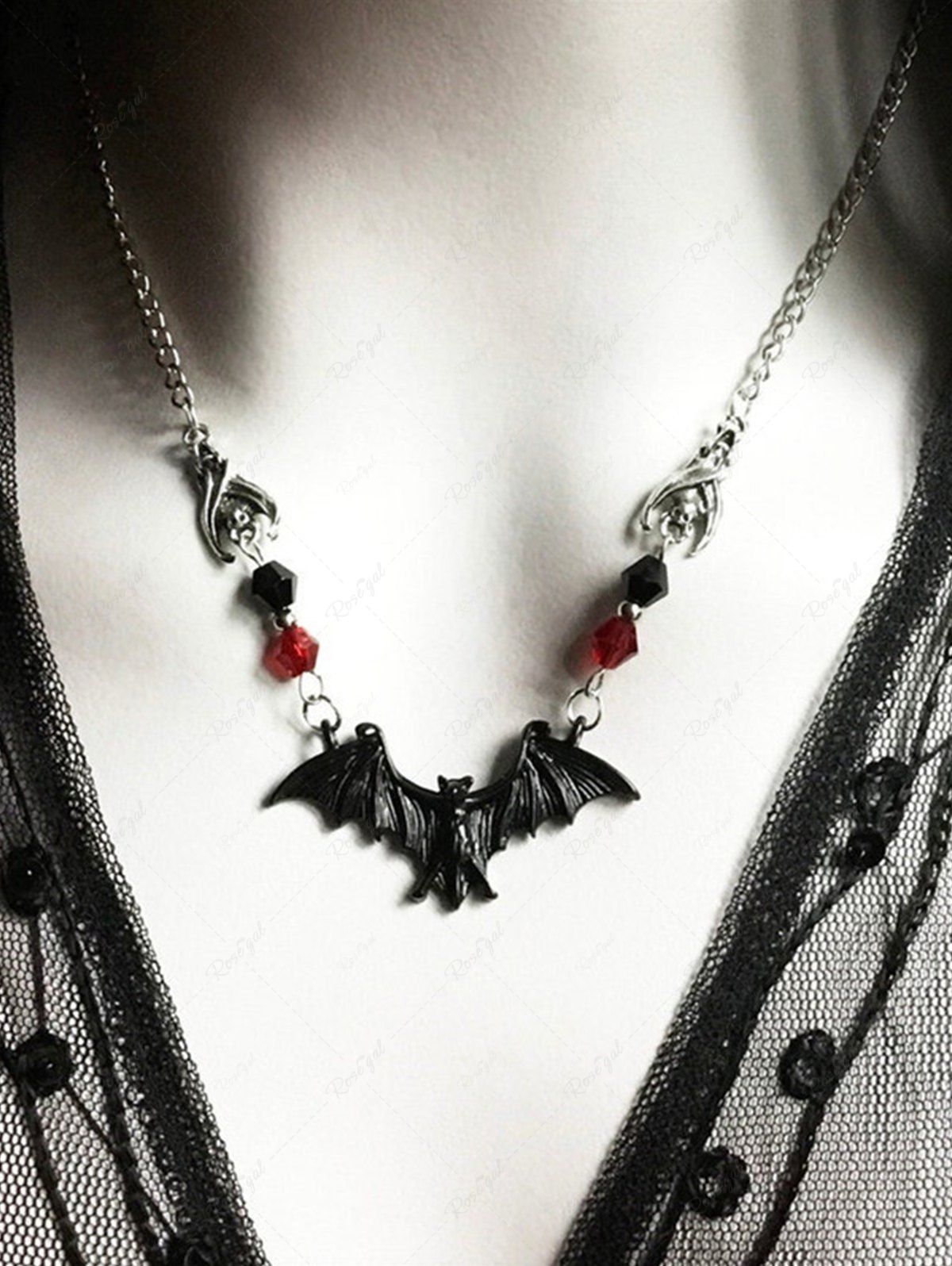 New Gothic Bat Pattern Pendant Necklace  