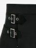 Ensemble de Chemise à Carreaux Zippée Bouclée et Mini Jupe à Taille Haute de Grande Taille - Noir 