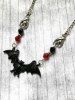 Gothic Bat Pattern Pendant Necklace -  