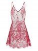 Sheer Flower Lace Backless Lingerie Set -  