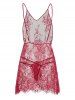Sheer Flower Lace Backless Lingerie Set -  