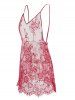 Sheer Flower Lace Backless Lingerie Set -  