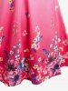 T-shirt Tordu Plongeant à Imprimé Fleuri en Couleur Ombrée de Grande Taille - Rose clair 2X