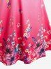 T-shirt Tordu Plongeant à Imprimé Fleuri en Couleur Ombrée de Grande Taille - Rose clair 5X