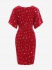 Robe de Soirée Moulante Superposée Cache-Cœur Estampage d'Argent en Velours de Grande Taille - Rouge 1x | US 14-16