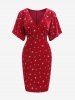 Robe de Soirée Moulante Superposée Cache-Cœur Estampage d'Argent en Velours de Grande Taille - Rouge 1x | US 14-16