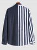 Striped Pattern Denim Spliced Long Sleeves Shirt -  