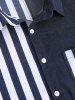 Striped Pattern Denim Spliced Long Sleeves Shirt -  