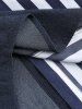 Striped Pattern Denim Spliced Long Sleeves Shirt -  