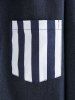 Striped Pattern Denim Spliced Long Sleeves Shirt -  