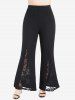 Pantalon Evasé Panneau en Dentelle de Grande Taille - Noir M | US 10