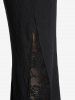 Pantalon Evasé Panneau en Dentelle de Grande Taille - Noir M | US 10