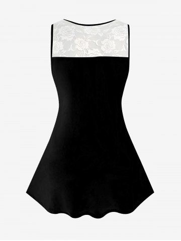 Plus Size Lace Panel Valentines Plaid Love Graphic Tank Top