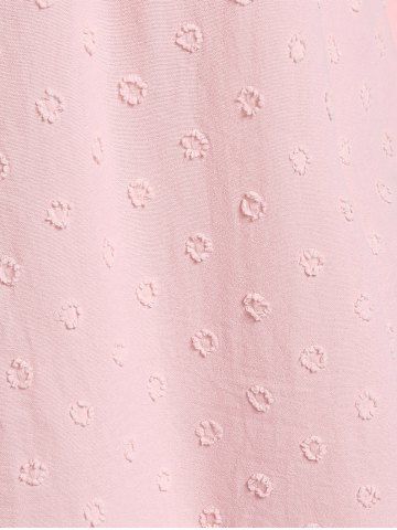 Plus Size Swiss Dot Pintuck Guipure Lace Panel Cold Shoulder Blouse