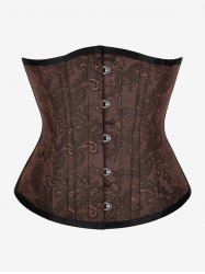 Corset Sous-Poitrine Vintage Peplum Brodé - Café profond 4XL