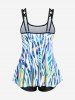 Plus Size Palm Print High Waist Modest Boyleg Tankini Swimsuit -  