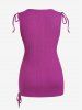 Plus Size Chain Panel Lace-up Ruched Surplice Tank Top -  