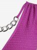 Plus Size Chain Panel Lace-up Ruched Surplice Tank Top -  