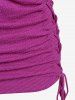 Plus Size Chain Panel Lace-up Ruched Surplice Tank Top -  