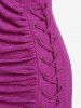 Plus Size Chain Panel Lace-up Ruched Surplice Tank Top -  