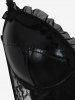 Corset Gothique Jarretelle en Dentelle Insérée à Lacets à Volants avec Jarretelle - Noir 6XL