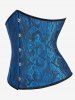 Corset Sous-Poitrine Brocart Gothique à Lacet - Bleu 5XL