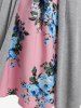 Ensemble de Haut Long et de Robe Mi-Longue Florale de Grande Taille - Gris 3X | US 22-24