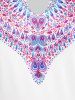 Plus Size & Curve Floral Butterfly Print Asymmetric Dress -  