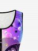 Plus Size Lace Panel Bubbles Butterfly Printed Tank Top -  