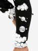 Plus Size Sun Moon Galaxy Printed Skinny Leggings -  