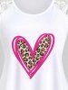 Plus Size Valentines Heart Leopard Printed Tank Top with Lace -  