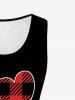 Plus Size Lace Panel Valentines Plaid Love Graphic Tank Top -  