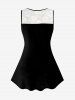 Plus Size Lace Panel Valentines Plaid Love Graphic Tank Top -  